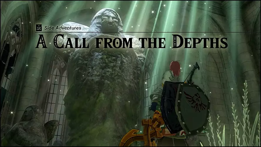 Acquiring the 'A Call from the Depths' Side Adventure Quest in The Legend of Zelda: Tears of the Kingdom