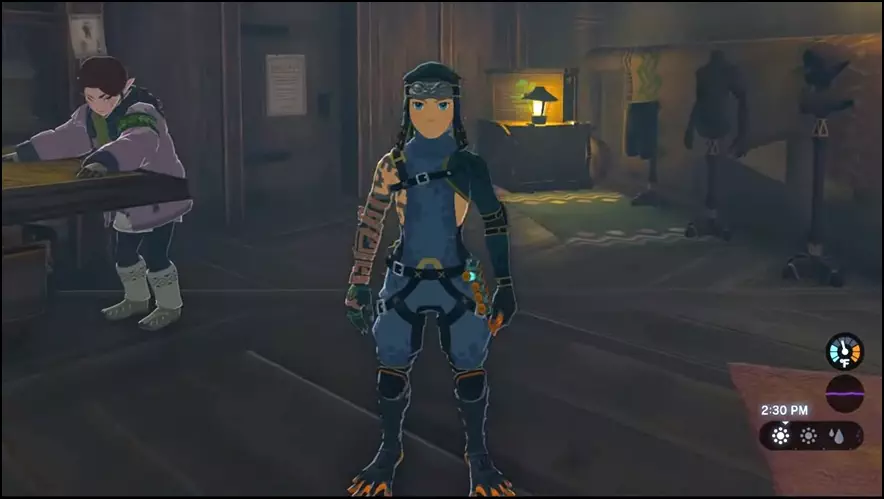 In game screenshot of Link wearing the full froggy clothing set in The Legend of Zelda: Tears of the Kingdom