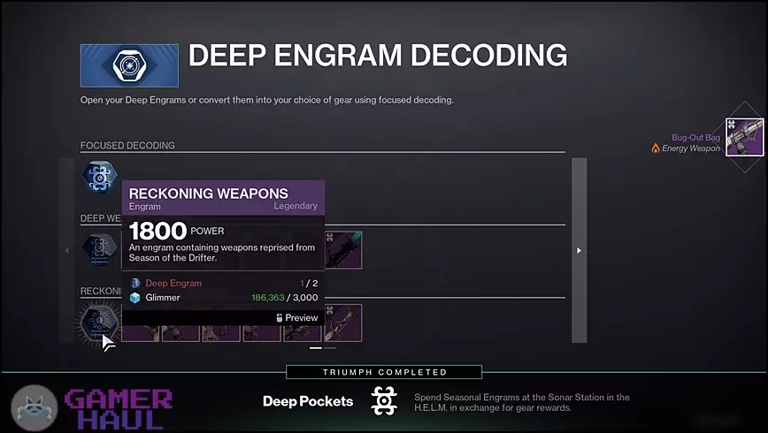 Reckoning Weapons Focusing at the Sonar Station in Destiny 2 Season of the Deep