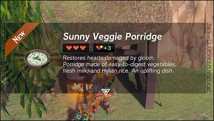 Sunny Veggie Porridge, the cure to the Gloom Borne Illness in The Legend of Zelda: Tears of the Kingdom