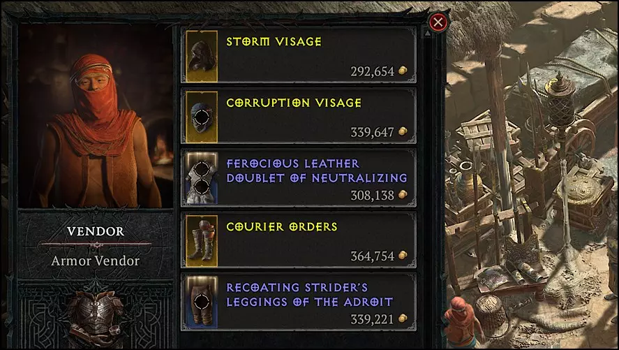 Armor Vendor Stock in Diablo 4 (D4)