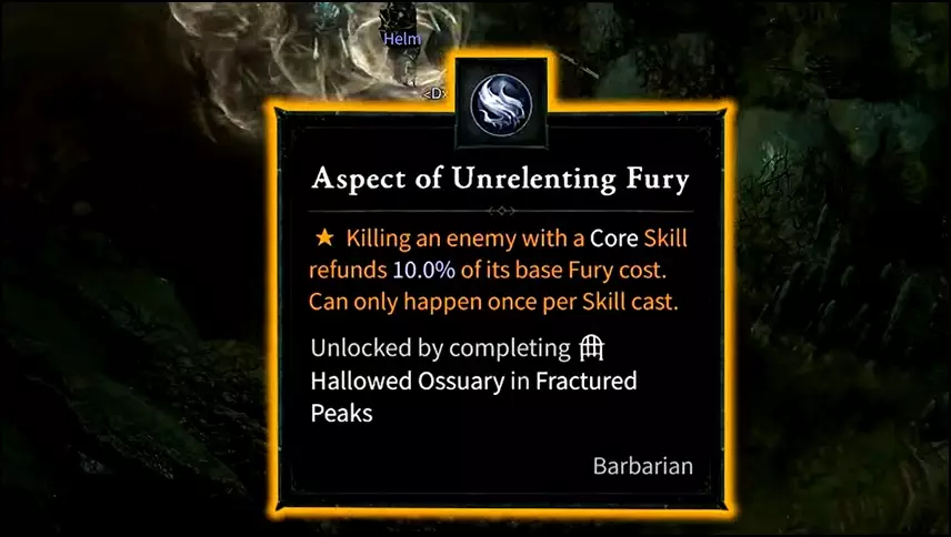 Aspect of Unrelenting Fury Resource Aspect for Barbarian in Diablo 4