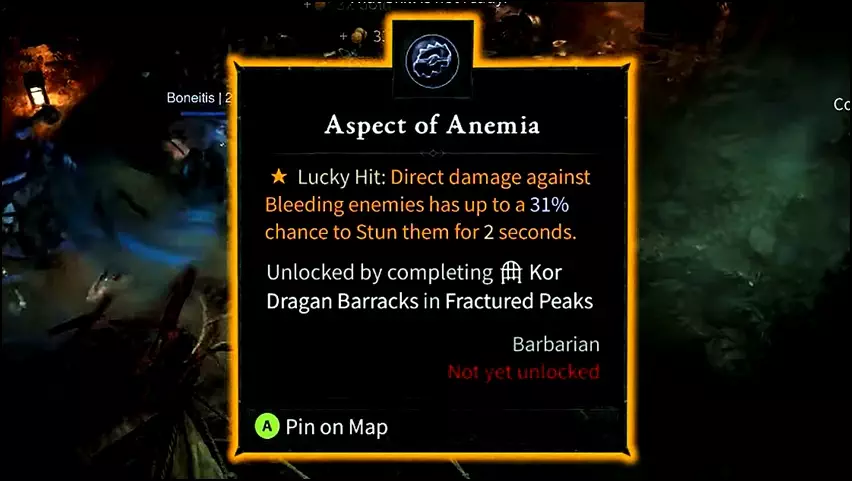 Aspect of Anemia Utility Aspect for Barbarian in Diablo 4