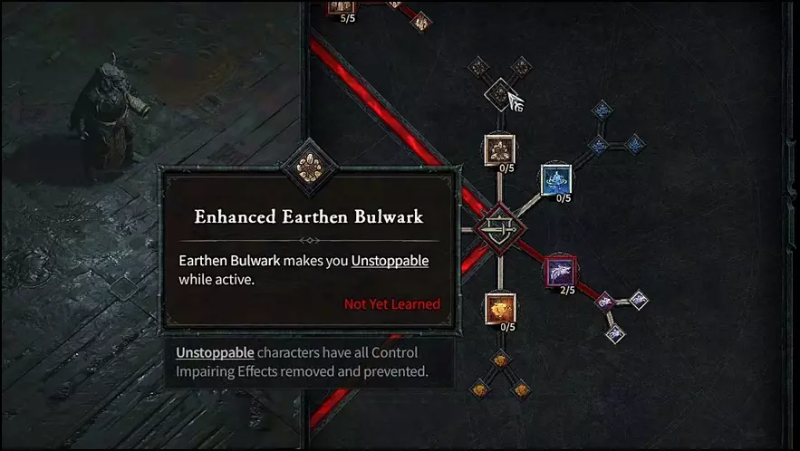 Diablo 4 Druid's Enhanced Earthen Bulwark Skill Grants Unstoppable