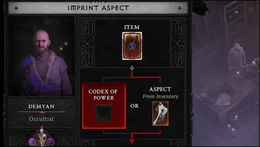 Imprinting Legendary Aspect on a Gear in Diablo 4 (D4)