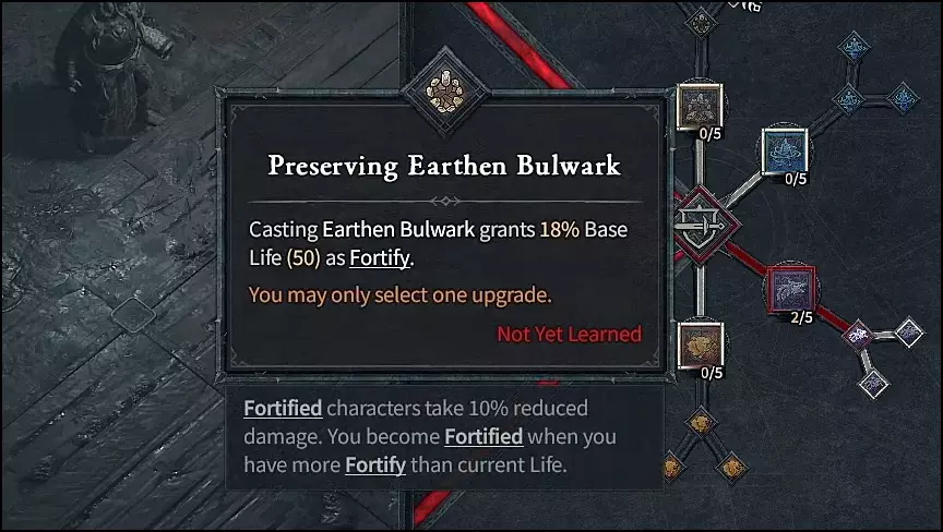 Preserving Earthen Bulwark - a Druid Skill that triggers Fortify in Diablo 4 (D4)