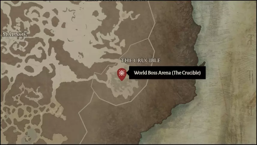 The Crucible World Boss Arena Location in Diablo 4