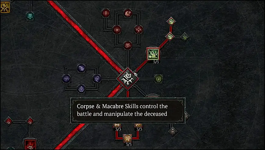 Corpse & Macbre Skills in Necromancer Skill Tree of Diablo 4 (D4)