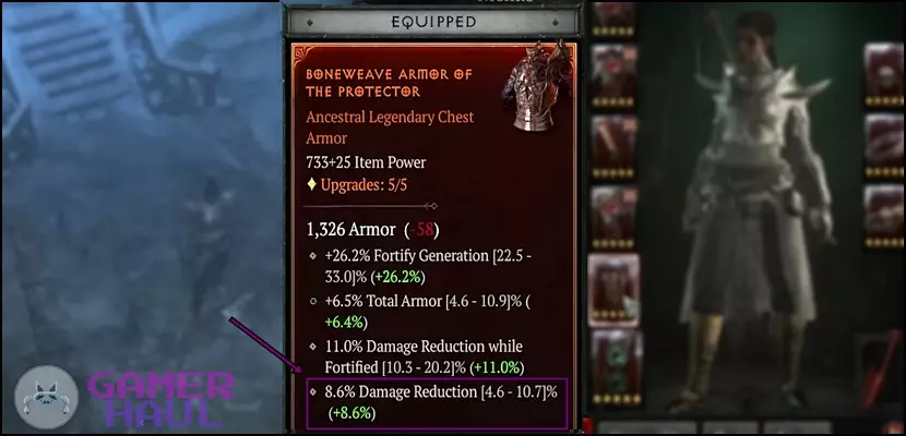 Damage (DMG) Reduction Chest Armor Roll for Sorcerer in Diablo 4 (D4)