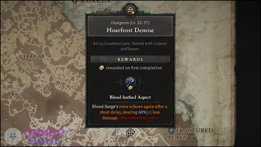 Hoarfrost Demise Dungeon Location in Diablo 4 (D4)
