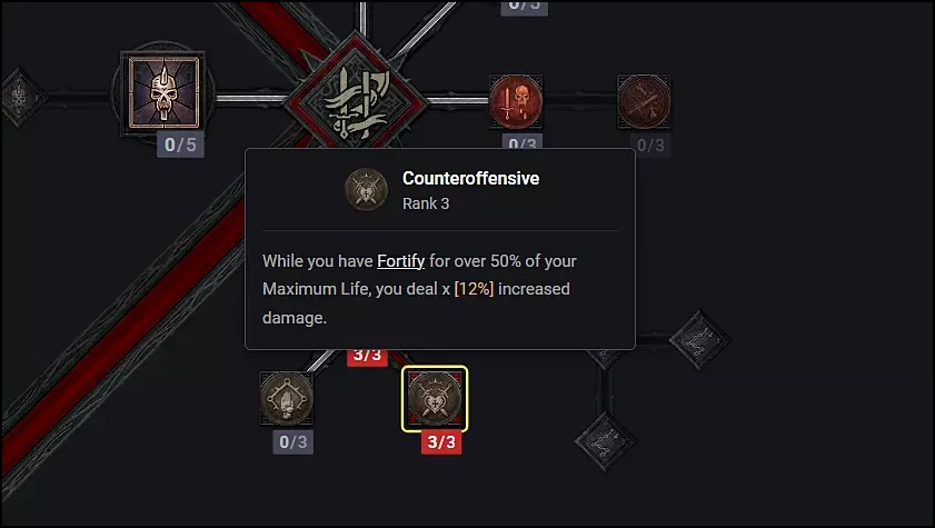 Ranks of Counteroffensive Passive Barbarian Amulet Roll in Diablo 4 (D4)