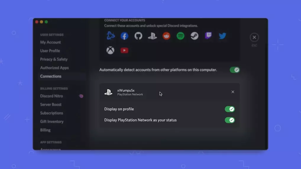 Screenshot of PSN Account Linking With Discord Account