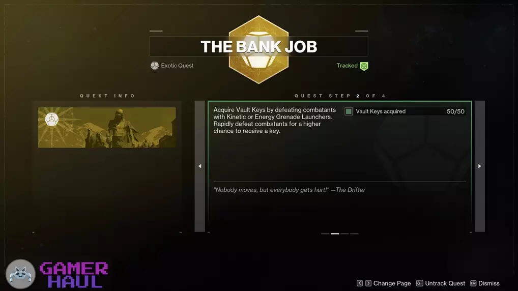 Step 2 of 4 of The Bank Job Exotic Quest for Witherhoard Catalyst in Destiny 2