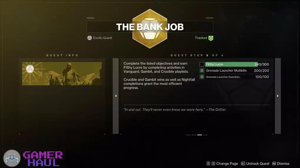 Step 3 of 4 of The Bank Job Exotic Quest for Witherhoard Catalyst in Destiny 2