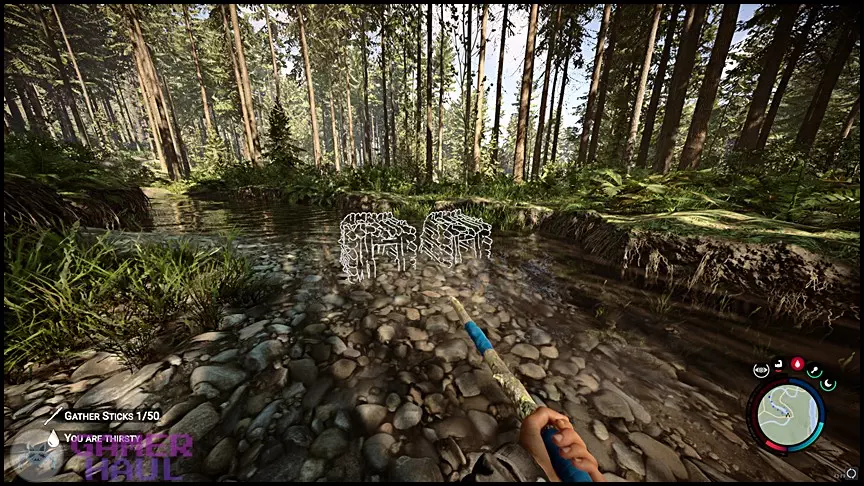 Two Fish Trap Blueprints Set in River in Sons of the Forest