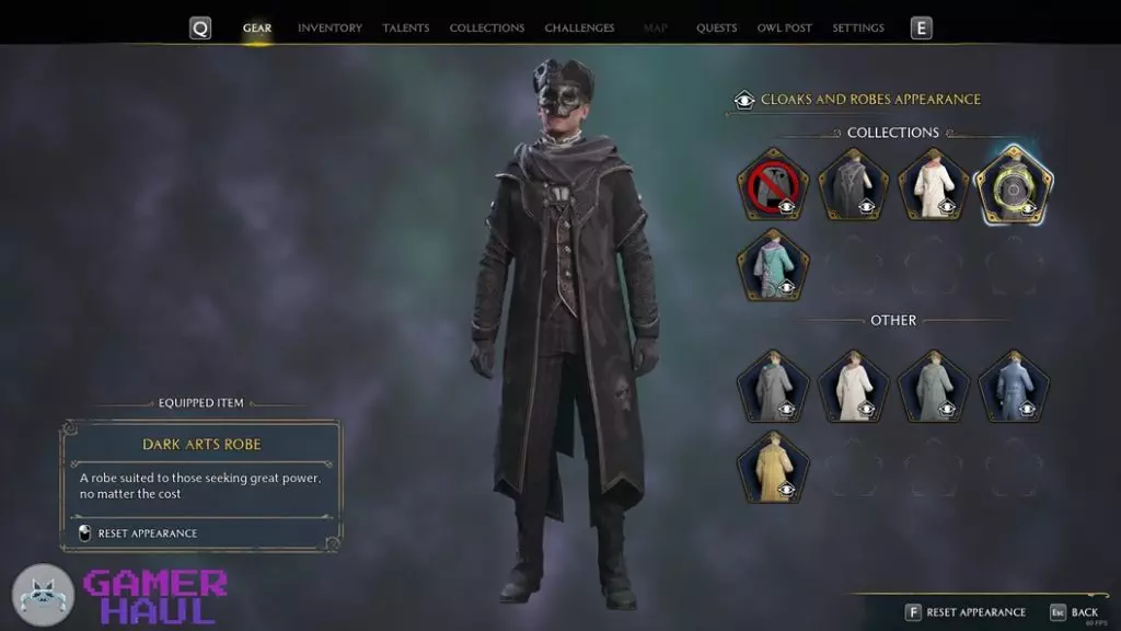 Changing the appearance of cloaks and robes in hogwarts legacy