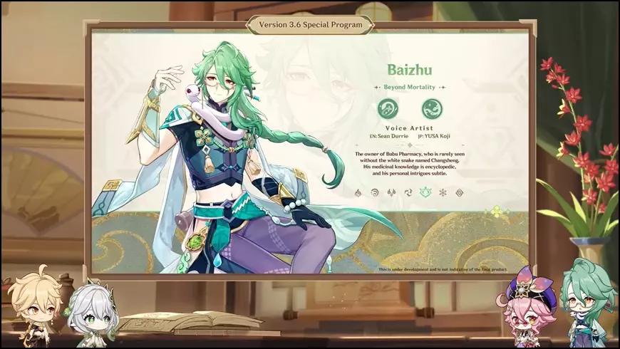 Genshin Impact Baizhu Character Details