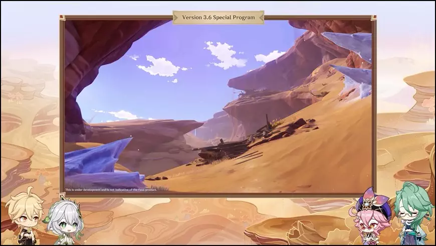 screenshot of the new desert location in sumeru in genshin impact