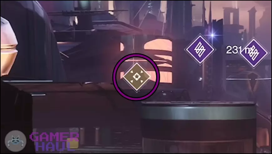 Destiny 2 Screenshot Pointing out the Heroic Patrol icon in Neomuna