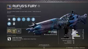 Rufus Fury Auto Rifle God Roll Perks PvE Destiny 2