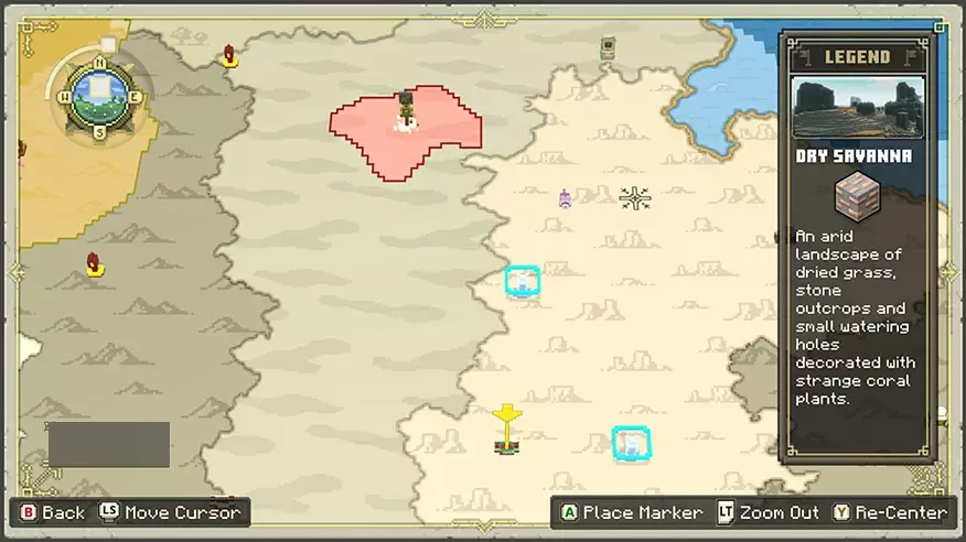 Dry Savanna biome Map Location in Minecraft Legends