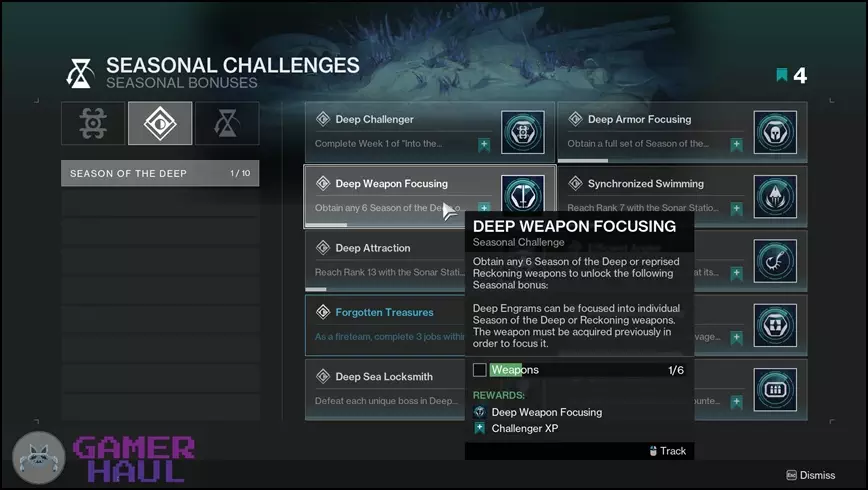 Deep Weapon Focusing Upgrade for Sonar Station in Destiny 2