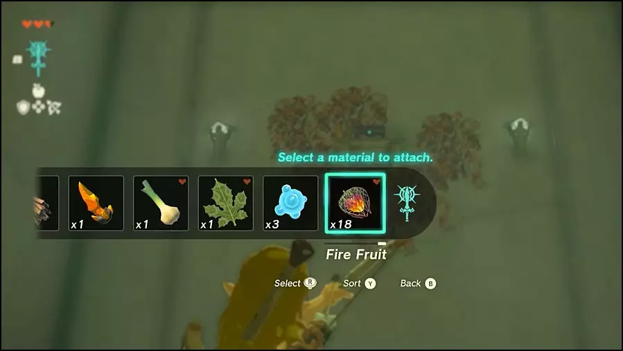 Attaching a fire fruit to make fire arrows in the legend of zelda tears of the kingdom