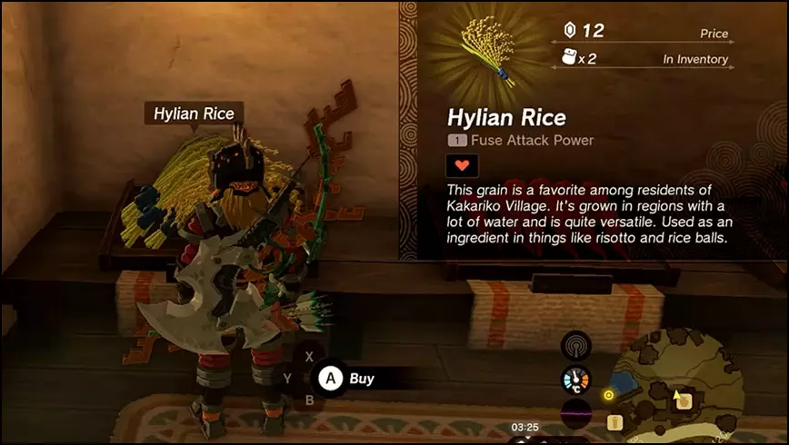 Hylian Rice location in general store in the legend of zelda tears of the kingdom