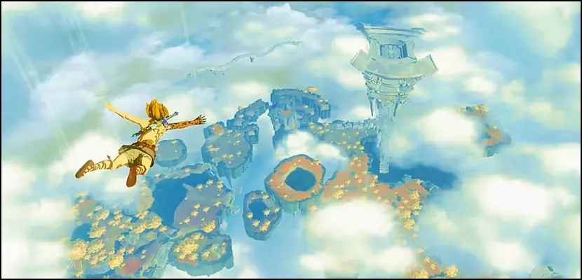 screenshot of link skydiving in Zelda TOTK