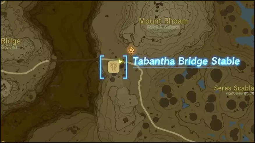 Tabantha Bridge Stable location in map of Zelda Tears of the Kingdom