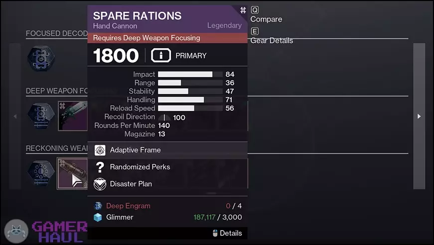 Spare Rations Focusing at the Sonar Station in Destiny 2 Season of the Deep
