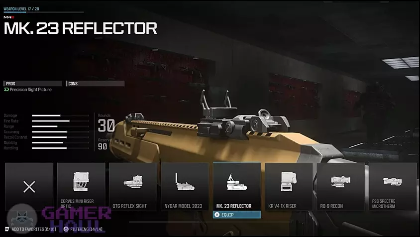 MK.23 Reflector Optic in MCW Loadout, Call of Duty: Modern Warfare 3 Screenshot