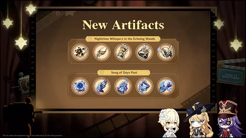 Overview of the two new artifact sets released with the Genshin Impact Version 4.3 update.