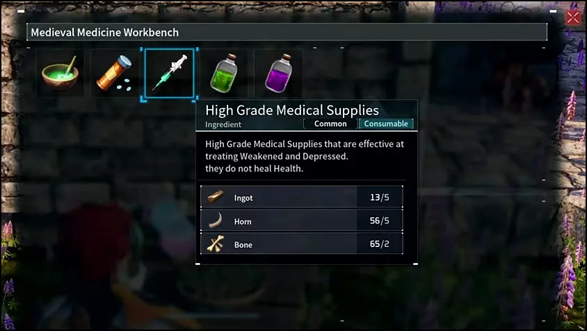 High Grade Medical Supplies, the item that cures depressed and weakened pals in Palworld