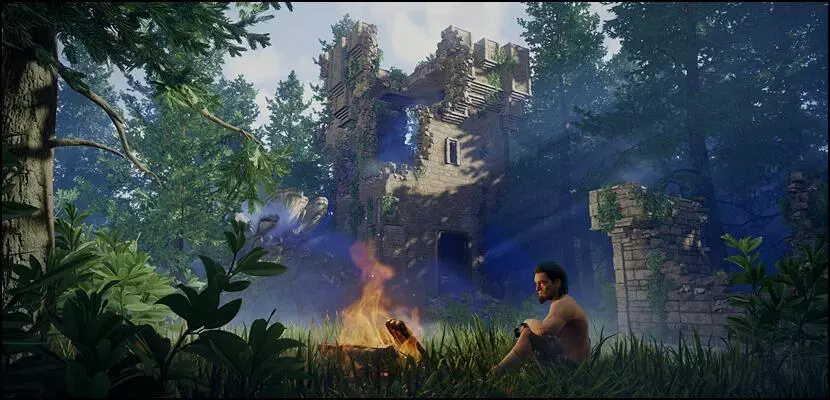 Picture of a player sitting by a campfire in Enshrouded, the new survival RPG by Keen Games.