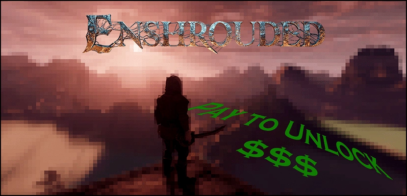 An edited screenshot of Enshrouded provoking the idea of microtransactions in the game.