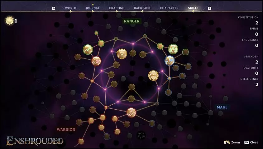 Screenshot of the Skill Tree system in Enshrouded
