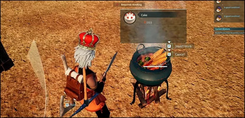 Screenshot of a player baking a Cake in Palworld