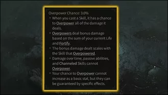 Overpower Chance in-game description in Diablo 4