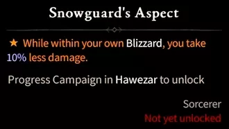 Snowguard's Aspect - Defensive Aspect of Sorcerer in Diablo 4 (D4)