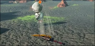 An Octorok in Zelda Tears of the Kingdom Spitting out the repaired weapon