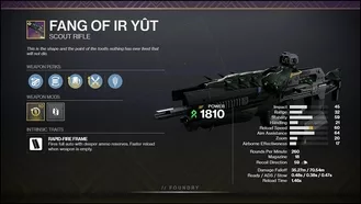 Fang of Ir Yut PvE God Roll Perks in Destiny 2