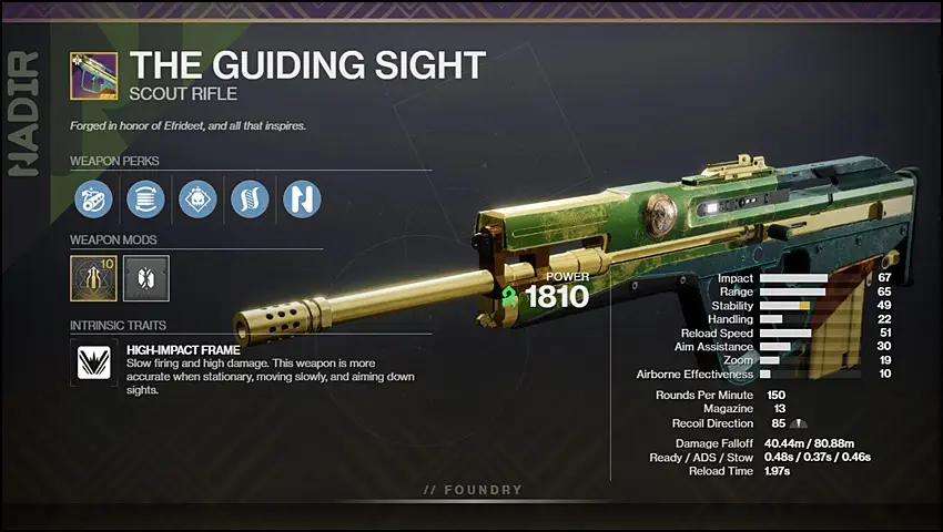 The Guiding Sight PvE God Roll Perks in Destiny 2